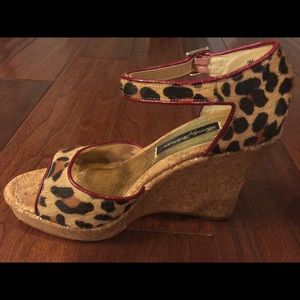 Beverly Feldman cowhide leopard wedge - size 9